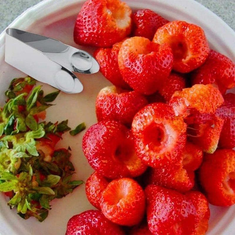 2Pcs Stainless Steel Strawberry Huller Stem Remover Kitchen Accessories,Potatoes Pineapples