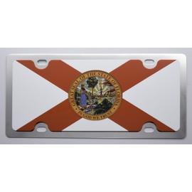 Eurosport Daytona- Compatible with -, State of Florida Flag - Stainless Steel License Plate