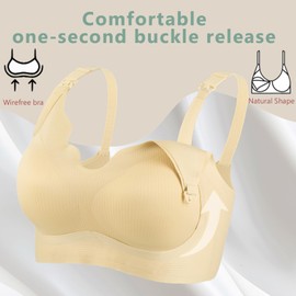 viatanrs Seamless Nursing Bra for Breastfeeding Maternity Bras for Women Pregnancy Sleep Supportive Comfortable Wireless Beige