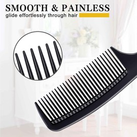 Bealihelp 4 Pieces Combs for Women and Man, Premium Black Carbon Fiber Hair Comb Set for Teasing and Parting, Professional Combs for Hair Stylist, Fine and Wide Tooth Styling Comb for All Hair Types