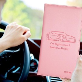 Car Insurance Holder ,Car Registration and Insurance Card Holder - Leather Vehicle Glove Box Automobile Documents Paperwork Wallet Case Organizer for ID, Driver's License, Key Contact Information Cards - Men&Women - Packs: 1 Pack