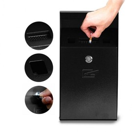 European Wall-Mounted Ashtray with Flame-Retardant Waste Bin Zinc-Coated Ashtray (Black)