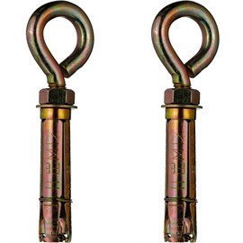 YoiYee M12 x 90mm Masonry Expansion Anchor Eye Bolt with Hex Nut, Yellow Zinc-Plated Steel Screw Eyeblot With Ring for Heavy Duty Fixing, 2pcs
