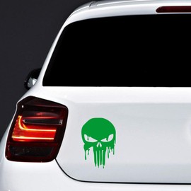 Autodomy Pack of 8 units Melted Skull Stickers | Sticker Punisher Vinyl Rain and UV Resistant | Skull Sticker External for Car, Helmet and Motorbike | Green