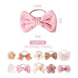 20pcs Pink Kids Rubber Bands Cute Hair Accessories Bow Hair Accessories Flower Hair Accessories Elastic Hair Rings Hair Accessories