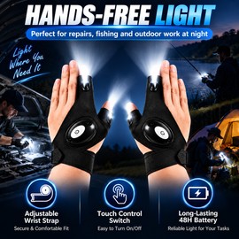 LED Fingerless Glove for Night Tasks – Hands-Free Light with Adjustable Wrist Fit for Fishing, Repairs & Outdoor Use