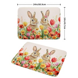 Easter Bunny Dish Drying Mat 18x24 inch Spring Floral Drying Pad Holiday Absorbent Microfiber Dishes Drainer Protector for Kitchen Counter