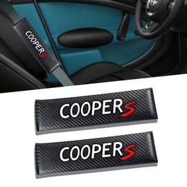 JULOPO 2PCS Carbon Fiber Texture seat Belt Covers Compatible with Cooper seat Belt Shoulder Pads Soft and Comfortable
