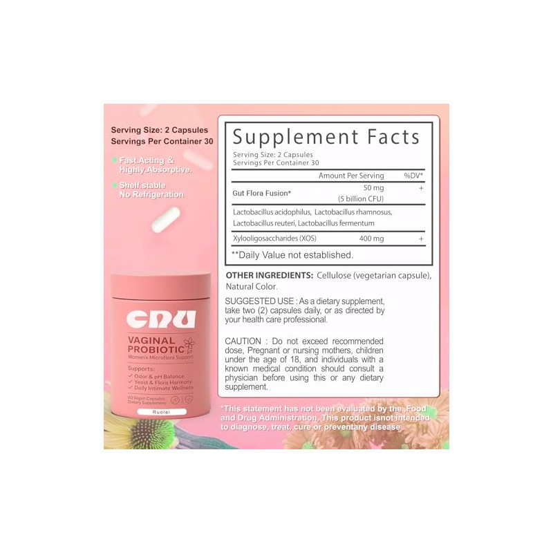 URO Probiotic 60 Cápsulas Para Higiene Femenina libre de gluten