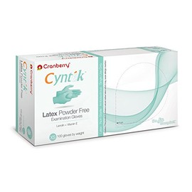 Cranberry USA CR7835 Cyntek Latex Powder Free Exam Gloves, X-Small, Green (Pack of 100)