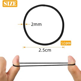 50PCS Hair Ties Black Hair Elastics Rubber Bands Soft Elastic Bands Hair Accessories No Crease Ponytail Holders for Baby Girls Infants Toddlers