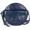 Genuine Italian Leather Boho Studded Round Crossbody Sling Bag -