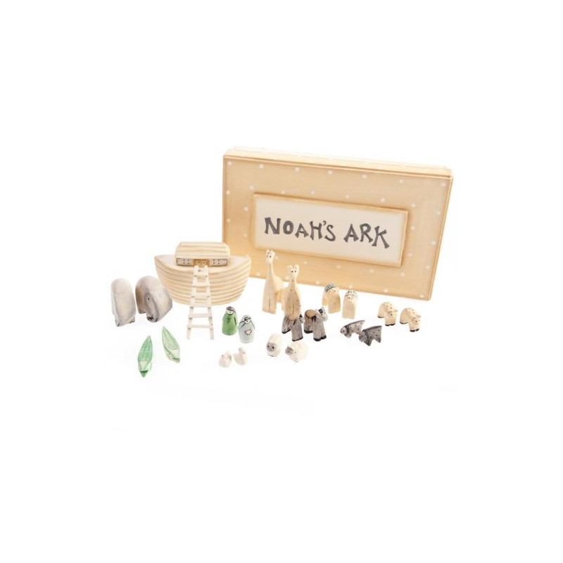 Noah's Ark Gift Boxed Set Hand Carved & Painted Christening