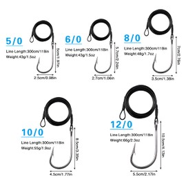 Shark Rigs Fishing for Surf, Stainless Steel Fishing Wire Rig Sharp Tuna Hooks Deep Sea Hooks for Big Fish (Size 6/0