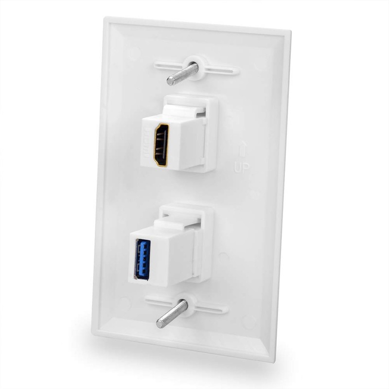 BATIGE HDMI And USB 3.0 Keystone Wall Plate Single GANG