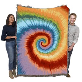 Tie-dye - Blanket Throw Woven from Cotton - Made in The USA (72x54)