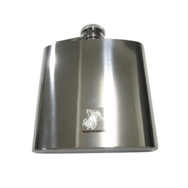 Silver Toned Square Etched Jellyfish 6 Oz. Stainless Steel Flask