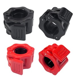 Ruayia Dumbbell Clasps, 2 Pairs of Barbell Bars, 2.5 cm, Quick Release, Barbell Collars, Barbell Clamps, Weight Lifting - 2 Pairs - 2.5 cm - Red + Black