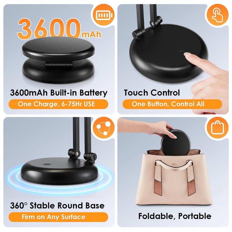 One Fire Battery Operated Lamp, 3600mAh Cordless Lamps Rechargeable Cordless