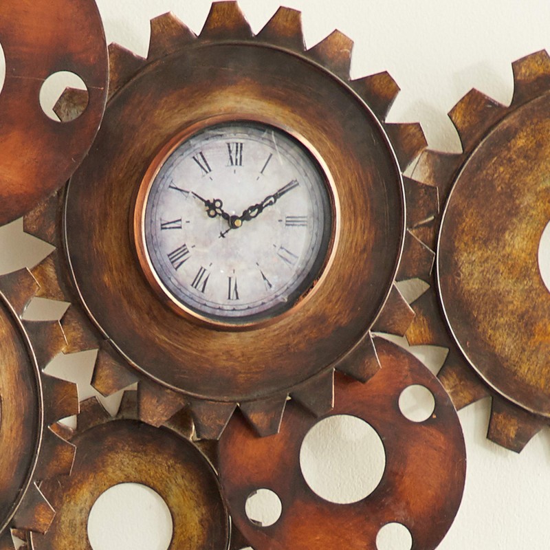 Extra Large Industrial Gear Double Wall Clock, 34" x 17"