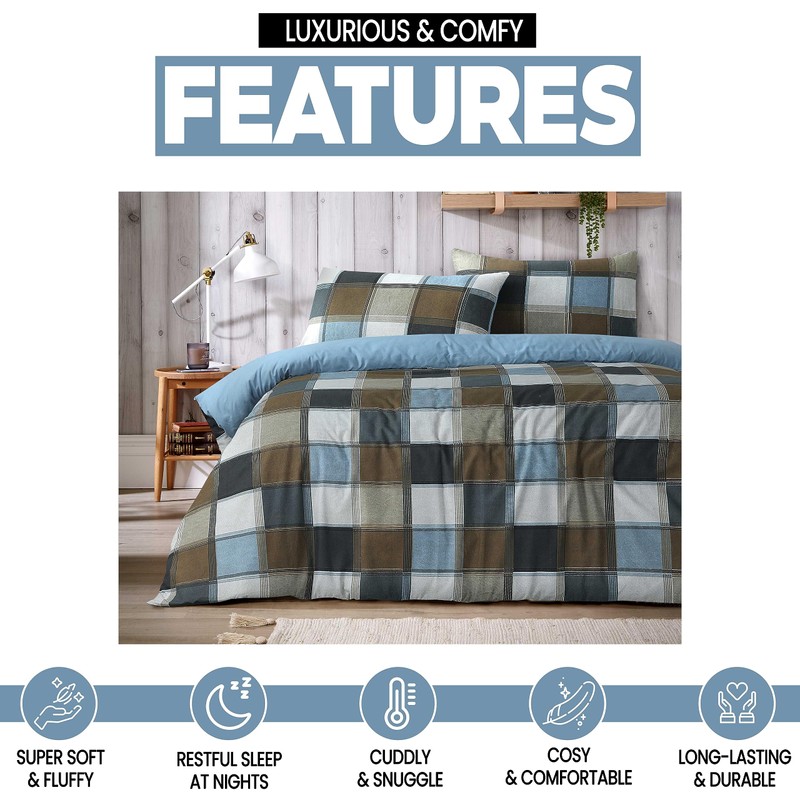 Olivia Rocco Glencoe Check Duvet Cover Set Easy Care Bedding