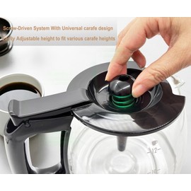 Universal Adjustable Glass Coffee Carafe, 12-Cup, Compatible with Mr. Coffee, Black+Decker, Hamilton Beach, Cuisinart, Height Adjustable 5.8 to 6.7 inches (148-170mm)
