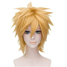 Uzumaki Naruto Cosplay Wig, Heat Resistant, Full Wig, Popular, Cosplay Costume, Costume Accessories, School Festivals, Cultural Festivals, Halloween, Masquerade, with Net (Uzumaki, Naruto (Gold))