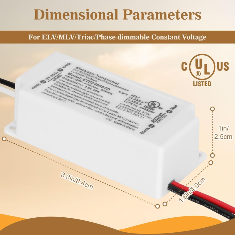 96W Dimmable LED Driver, 120V AC to 24V DC Dimmable