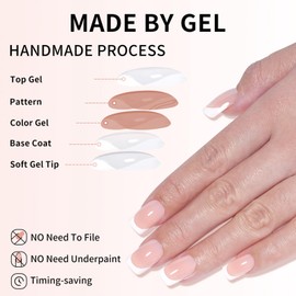 Press On Nails Short - 120Pcs French Tip False Nails with Glue - Square Acrylic Fake Nails Full Cover Stick Ons - French Manicure Set for Women Girls DIY Gift