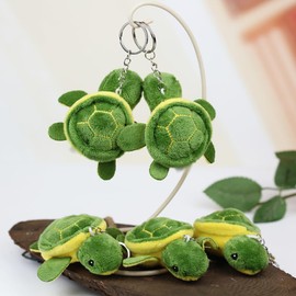 FSSTUD 2 Pcs Mini Plush Sea Turtle Bag Charm Cute Turtle Keychain Sea Themed Key Ring Ocean Theme Keychain Tiny Stuffed Animal Keychain Soft Party Favor Keychain for Purse Backpack