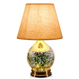 Porseme Table Lamp, Desk Lamp Bulb Included - Modern Lamp with Unique Lampshade, Handmade 3D Effect Glass Base - Perfect Table Lamp in Bedroom, Bedside, Living Room, Office (E12 LED Bulb Included)