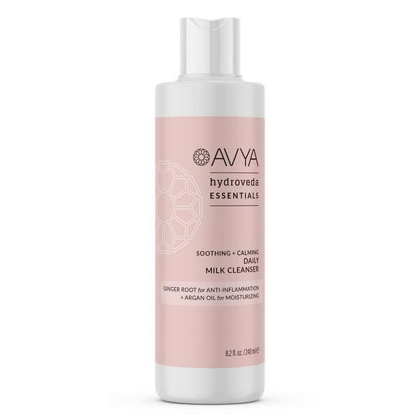 AVYA Hydroveda Essentials Daily Milk Cleanser (8.2oz) - Advanced Ayurvedic Skincare / Removes Makeup and Impurities for Natural Radiance / Ginger Blend Great for Sensitive Skin