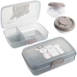 Children's Lunch Box with Compartments, 2 x Lunch Boxes + 2 x Screw Lid Boxes, Children's Lunch Box with Dividers and Click Closure, Bento Box Children, Lunch Box without BPA, 100% Recyclable