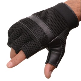 Milwaukee Leather Men's Leather/Mesh Finger less Gloves with Gel Palm (Medium)
