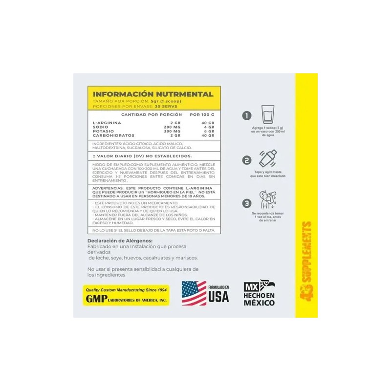 Suplemento Advance Arginina 150g Energía Y Crecimiento Muscu