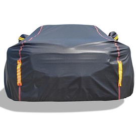 Car Cover Waterproof All Weather, 6 Layers XXL Full Exterior Covers with Zipper Cotton, Mirror Pocket. Outdoor Car Cover UV Snow Rain Wind Dust All Weather Outdoor Protection for Sedan (196-210 inch)