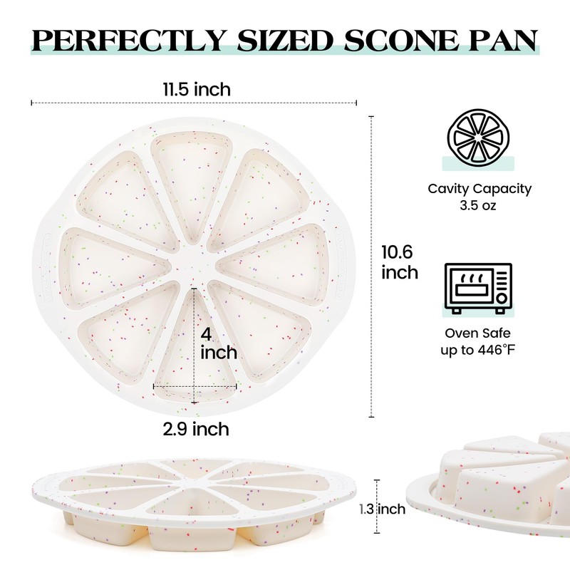 AOTASO Silicone Scone Pan with Metal Reinforced Frame, 8-Cavity Non-Stick