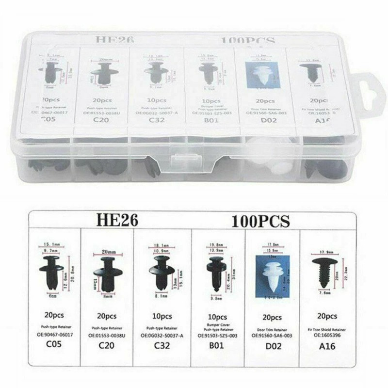 carauto2000 100PCS Retainer Clips Body Bumper Rivet Retainer Trim Molding