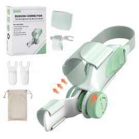Adjustable Women's Bunion Corrector 1 PCS Large Strap Toe Separator with Knob and 3 Angled Plates Correct Big Toecolor: Green, weight: 140g