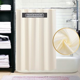 Vorgato Luxury - Fabric Shower Curtains - Fabric Shower Curtain Liner Washable - Hotel Quality Shower Curtains - Bathroom Shower Curtain - Cloth Shower Curtain- with 12 Hooks 72in x 72in