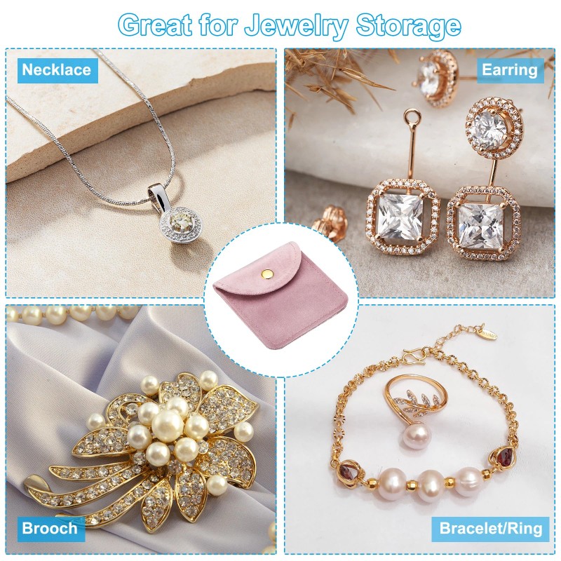 Zaplyte 10 Pack 8x8cm Jewelry Pouches with Snap Button Soft