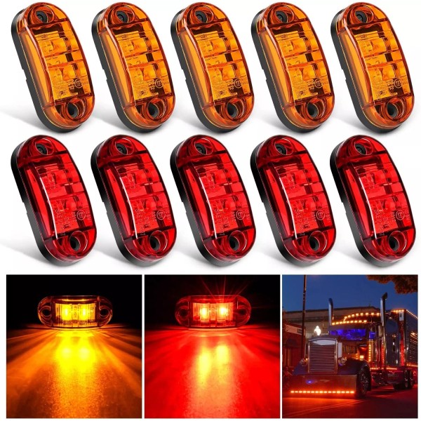 Nilight 2.5Inch Oval Side Marker Light 10PCS 2 Diode LED