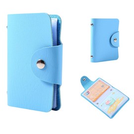 Akozon Credit Card Holders, PU Leather Credit Card Holder ID Business Card Case Wallet with 24 Card Slots (Blue)