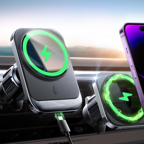 LISEN magsafe Car Holder, Smartphone Stand, 0.1 Seconds Suction Magnet,