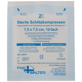 Slotted Compresses 7.5 x 7.5 cm Sterile 12 Pack of 50