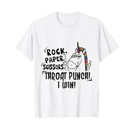 Rock Paper Scissors Throat Punch I Win Funny Unicorn Funny T-Shirt