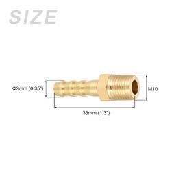 METALLIXITY Brass Hose Barb Fitting (M10-1 Male x 6mm Barbed) 2pcs, Hose Pipe Connector - for Fuel Air Water Oil Gas