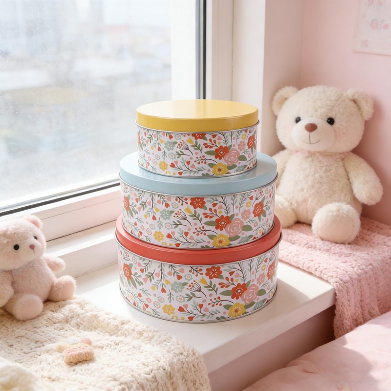 PHILPETY Decorative Flower Storage Box Rural Tin Gift Box Tinplate