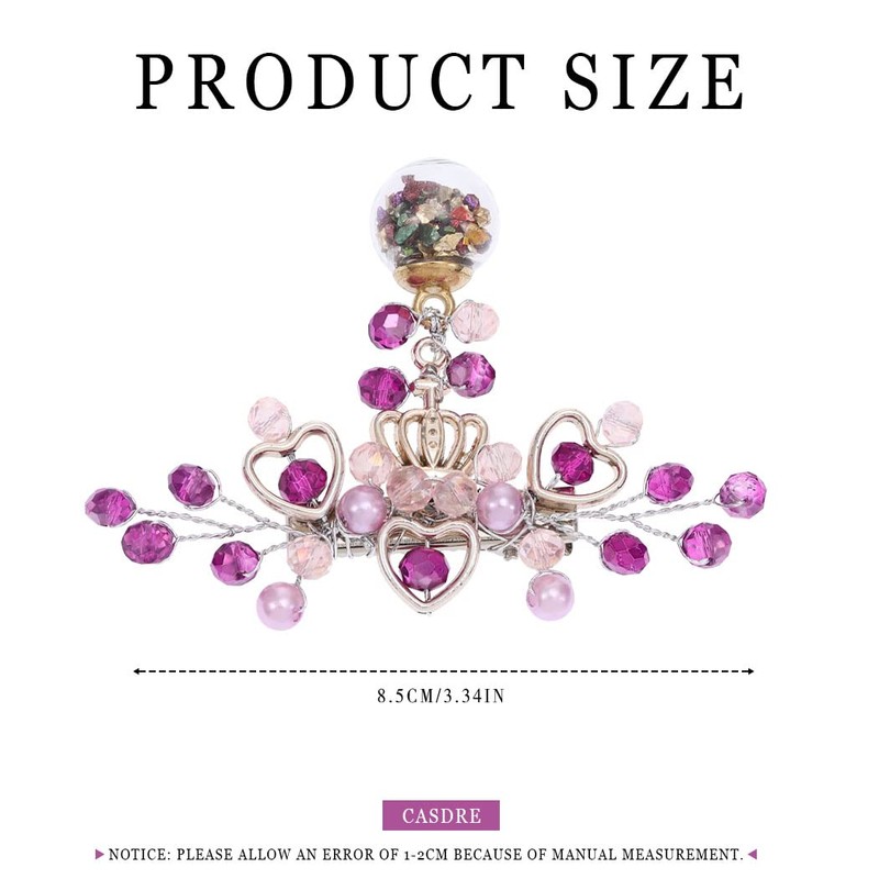 Casdre Rhinestone Bridal Hair Clip Purple Pink Pearl Hair Barrette