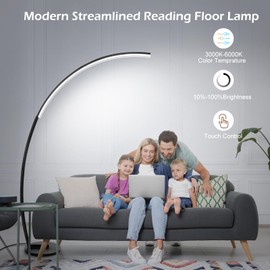 GAOMON Arc Floor Lamp for Living Room, 79" Dimmable LED Floor Lamp with 4 Color Temperatures 3000K-6000K 20W Ultra Bright Curved Modern Standing Tall Lamp for Bedroom Office Home (Black XL)